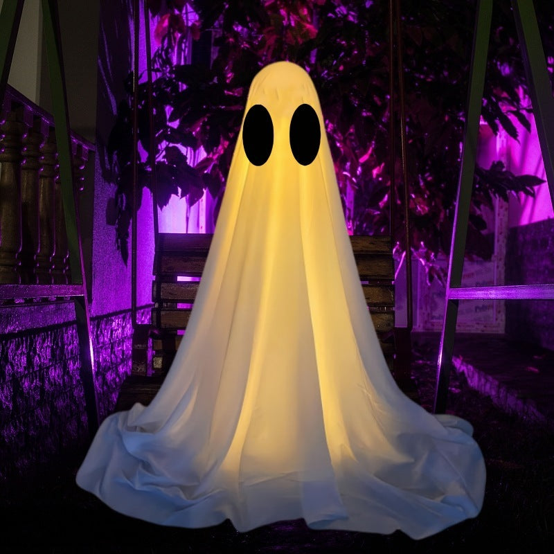 Ghost Halloween Decorations In The Front Porch Courtyard Holidays DealSniper.net Large Height 165 Evil Eyes