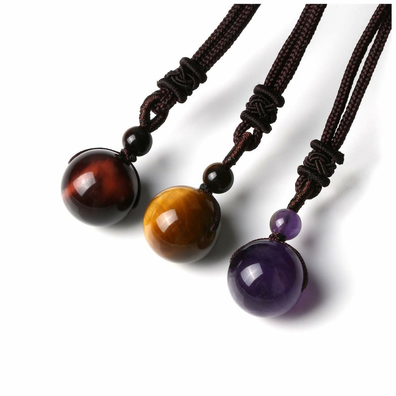 Fashion 16mm Natural Obsidian Pendant Amethyst Necklace For Men And Women Jewelry dealsniper-net