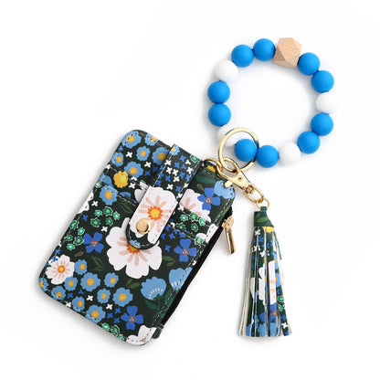 Women's Floral Print Leather Card Bag Women dealsniper-net 7 Dark Blue