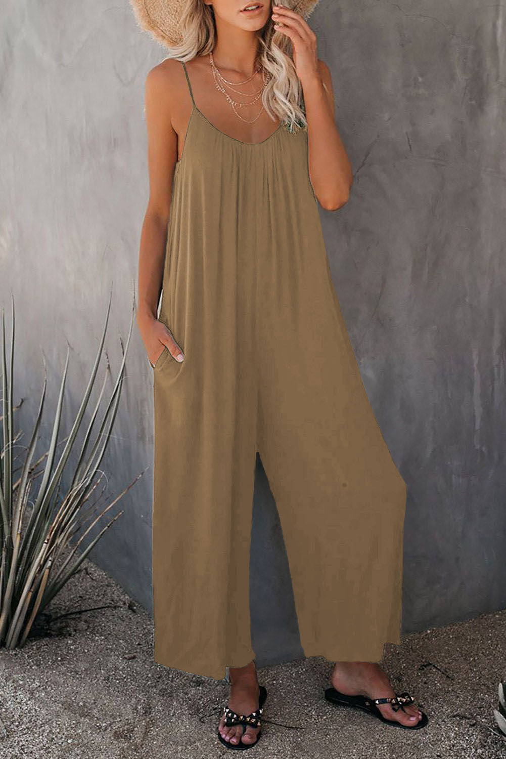 Women's Loose Sleeveless Jumpsuits Romper Jumpsuit Women dealsniper-net Khaki 2XL