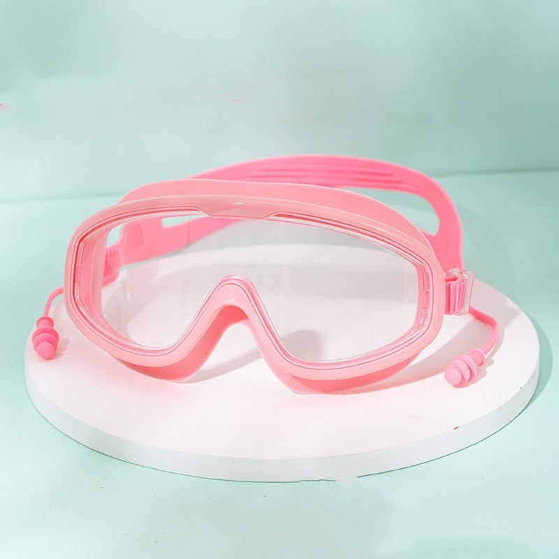 Swimming Goggles Large Frame Anti-fog HD Glasses Sports DealSniper.net Pink Plain Bag