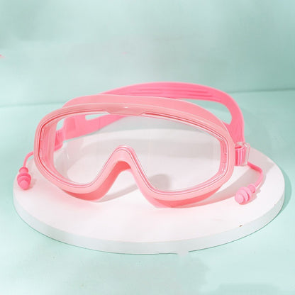 Swimming Goggles Large Frame Anti-fog HD Glasses Sports DealSniper.net Pink Plain Bag