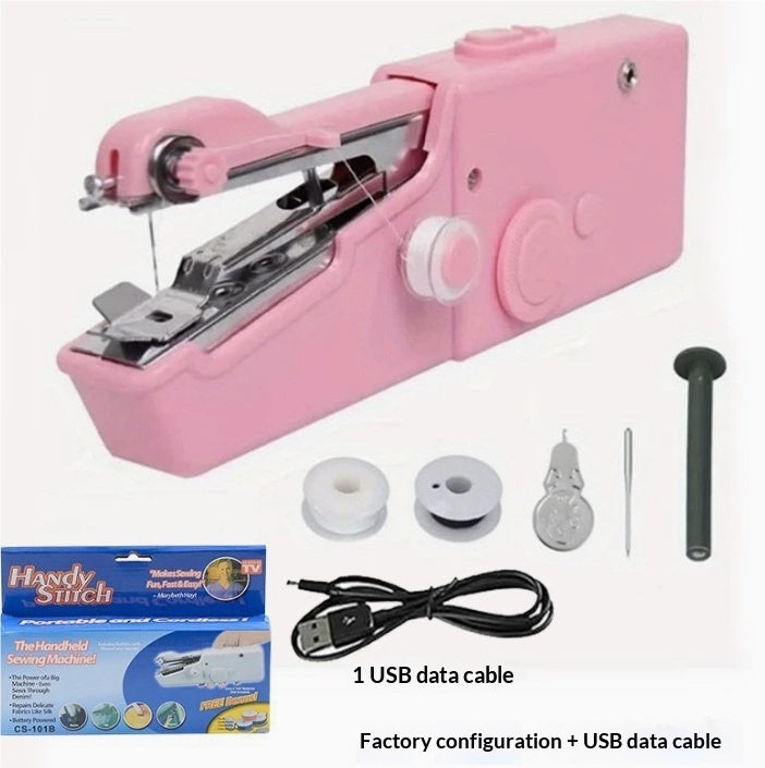 Handheld Mini Sewing Machine Set Hobby Gym From House Pink with USB