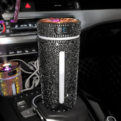 Luxury Diamond Car Humidifier LED Light Car Diffuser Vehicle DealSniper.net Black USB