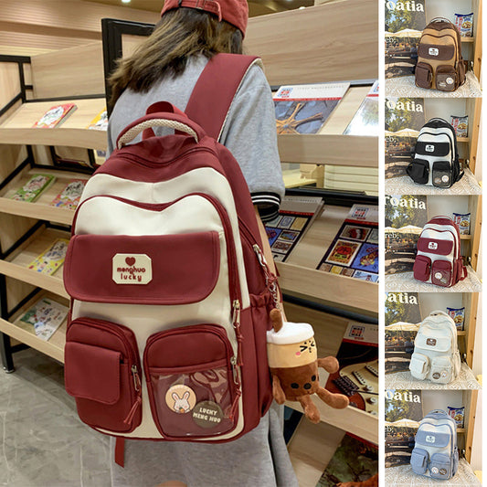 Cute Campus Preppy Backpack Large Capacity Multi-pocket Bags