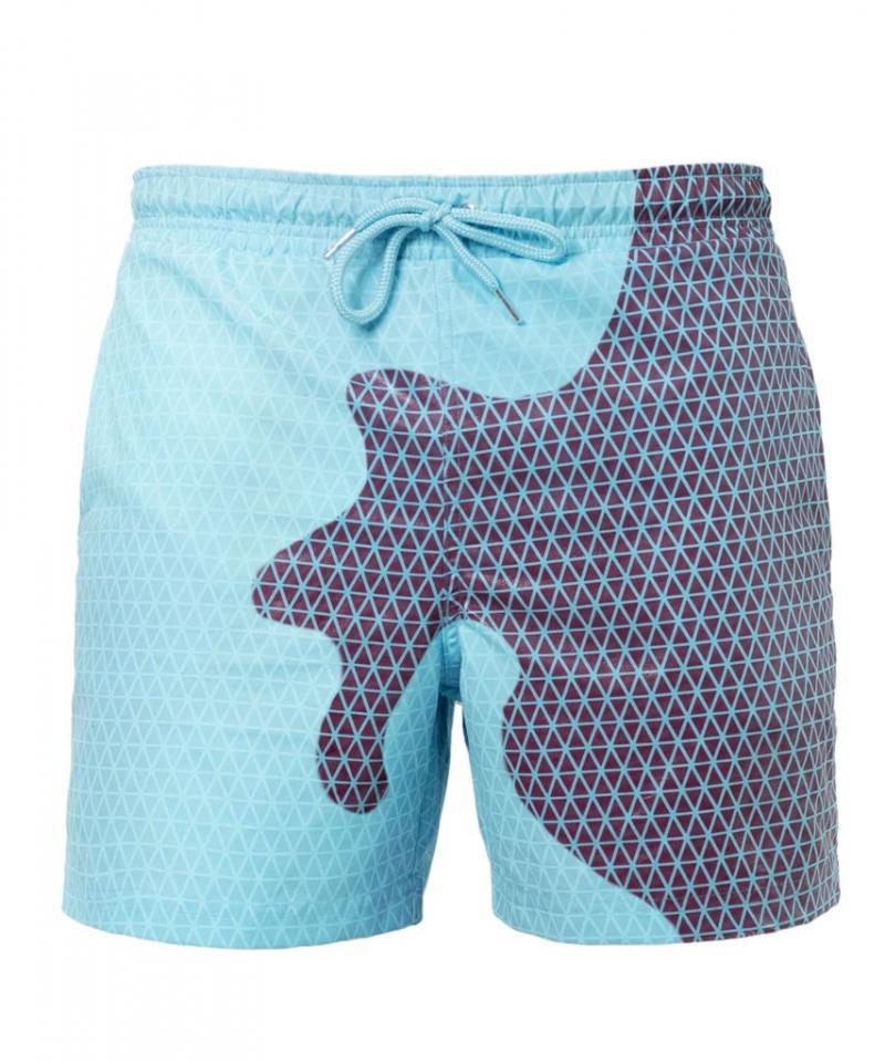 Magical Change Color Beach Shorts Summer Men Swimming Trunks Men dealsniper-net Blue grid 3XL