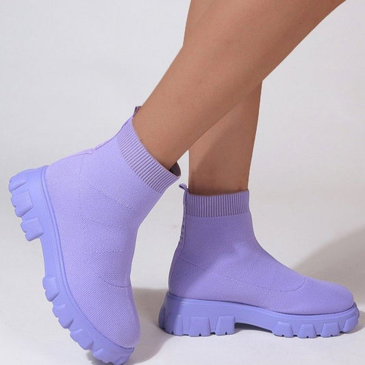 Fashion Ankle Boot Low Heel Sock Boots For Women Women dealsniper-net Purple Size35