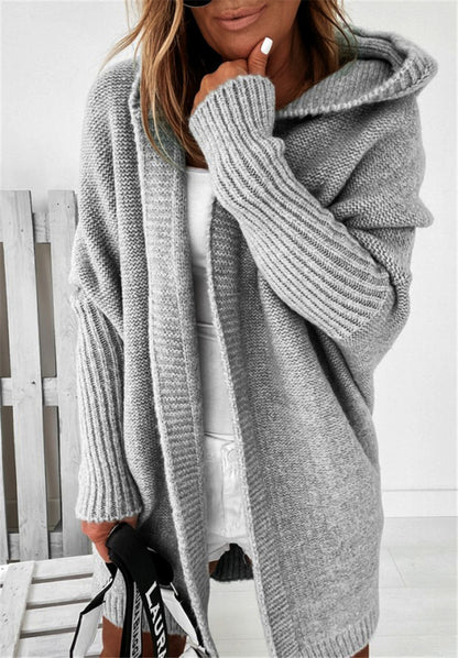 Fashion Bat Sleeve Hooded Cardigan Oversized Loose Women Gym From House Grey L