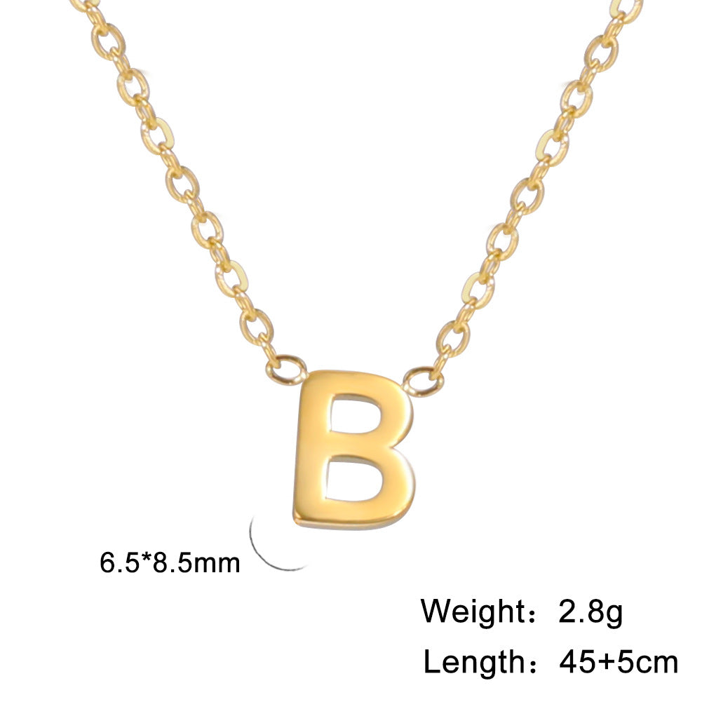 Fashion Alphabet Stainless Steel Necklace Jewelry dealsniper-net B