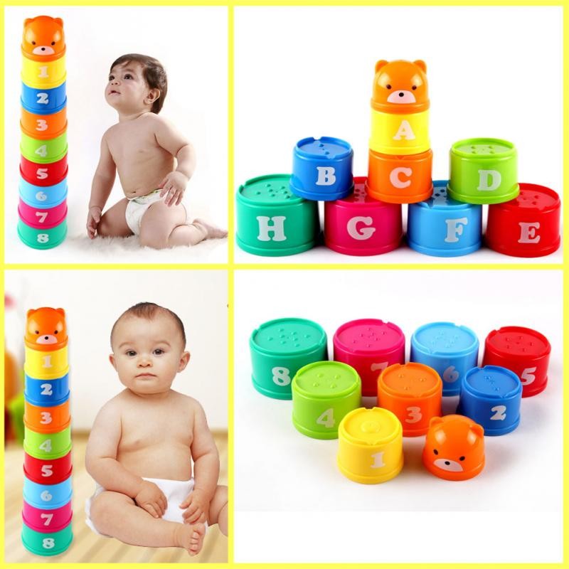 Excellent Baby Children Kids Educational Toy New building block Figures Letters Folding Cup Pagoda Gift Kids dealsniper-net