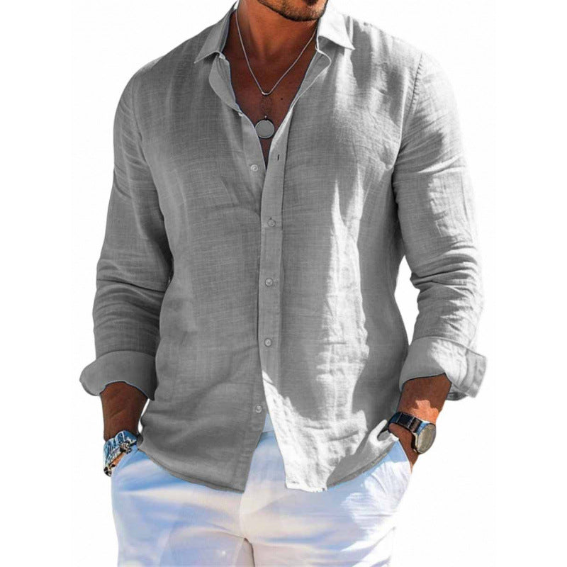 Men's Long Sleeve Shirt Casual Loose Lapel Button Men Gym From House SF9061 2XL