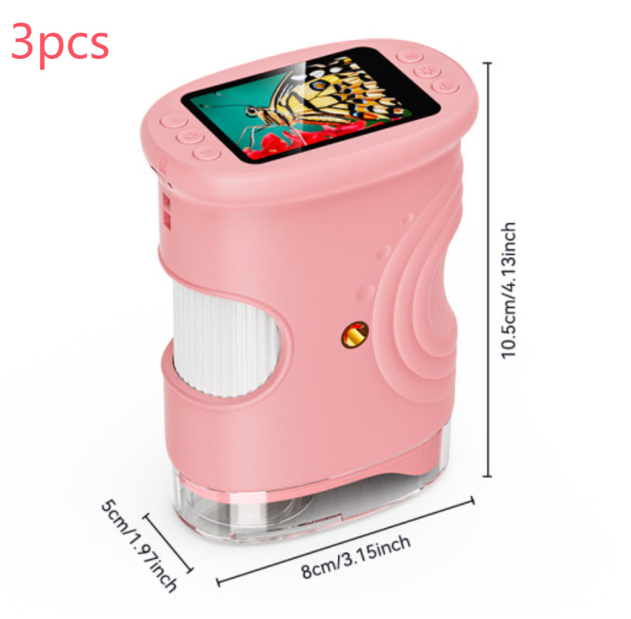 Outdoor Exploration Children's Handheld Digital Microscope Kids Gym From House 382 Pink 3pcs Monocular 100 Times