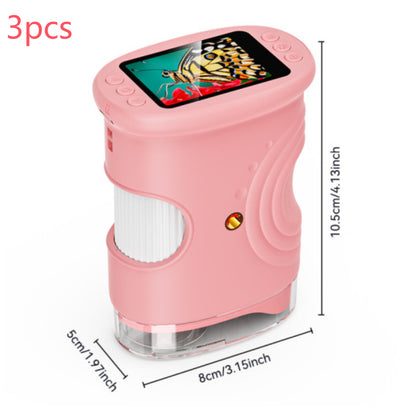 Outdoor Exploration Children's Handheld Digital Microscope Kids Gym From House 382 Pink 3pcs Monocular 100 Times