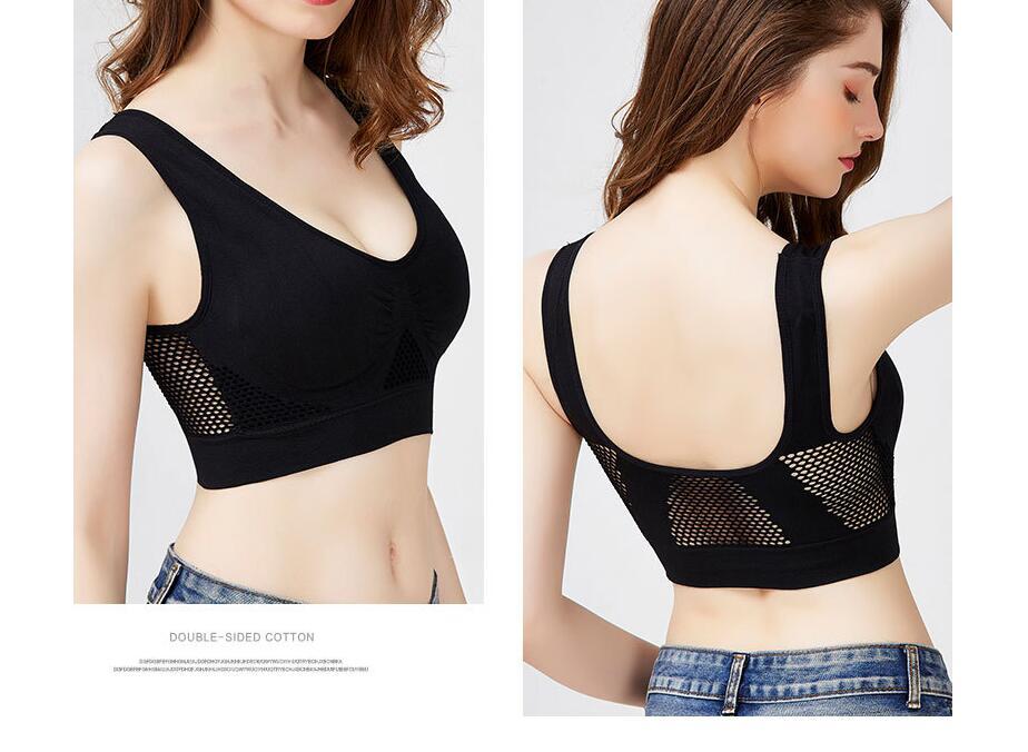 No steel ring hollow vent hole sports bra yoga Women DealSniper.net Black 5XL