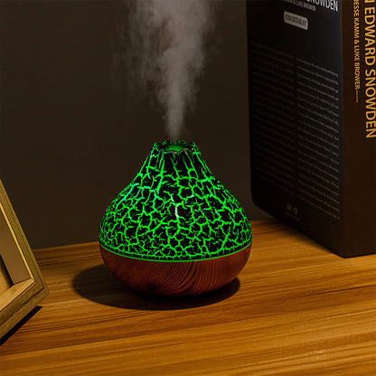 Volcano Humidifier Wood Grain Fog Mute Seven-color Ambience Light House dealsniper-net