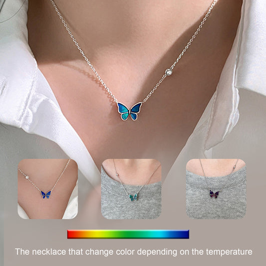 S925 Sliver Color-changed Butterfly Necklace Fashion Novelty Jewelry Jewelry dealsniper-net