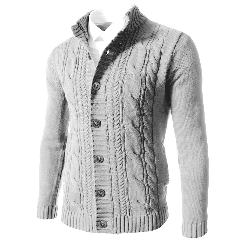 Men's Stand Collar Sweater Knit Button Cardigan Tops Men's Clothing Men dealsniper-net