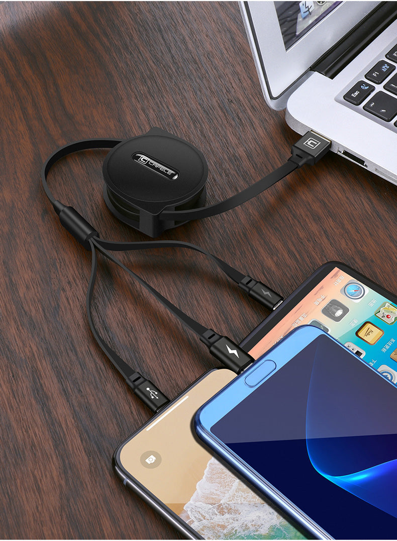 Telescopic three-in-one charging line mobile phone multi-function multi-head Electronics DealSniper.net