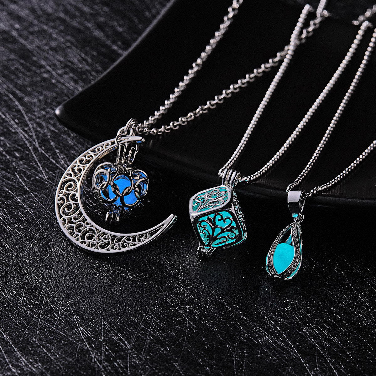Glow In The Dark Necklace Moon Square Heart Necklaces Jewelry Gym From House