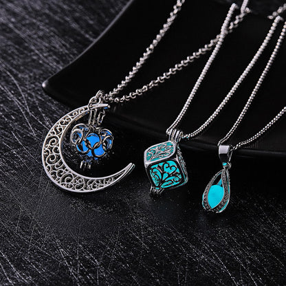 Glow In The Dark Necklace Moon Square Heart Necklaces Jewelry Gym From House