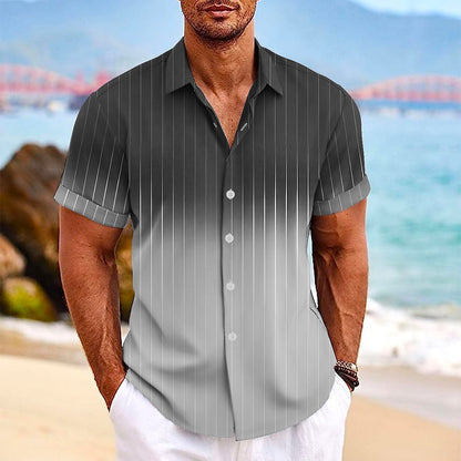 Lapel Button Short-sleeved Shirt Summer Fashion Gradient Men DealSniper.net DCS03WMDCS01 2XL