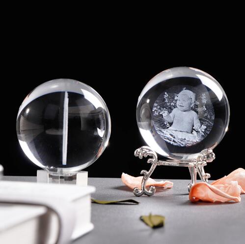 Glass Photo Ball Personalized Crystal Sphere Lase Engraving Home Decor Gym From House