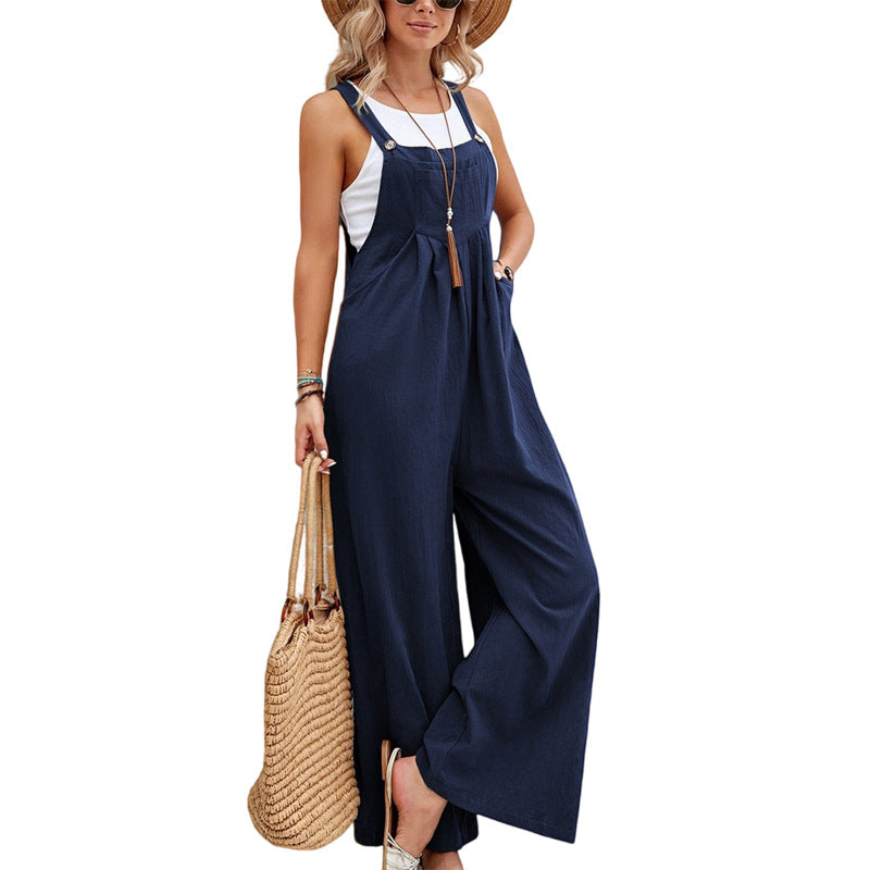 Women Long Bib Pants Overalls Casual Loose Rompers