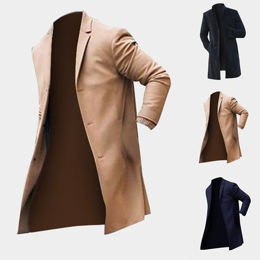 Fashion Winter Men's Trench Long Jackets Coats Overcoat Classic Jackets Solid Slim Fit Outwear Hombre Men Clothes Khaki Black Men dealsniper-net