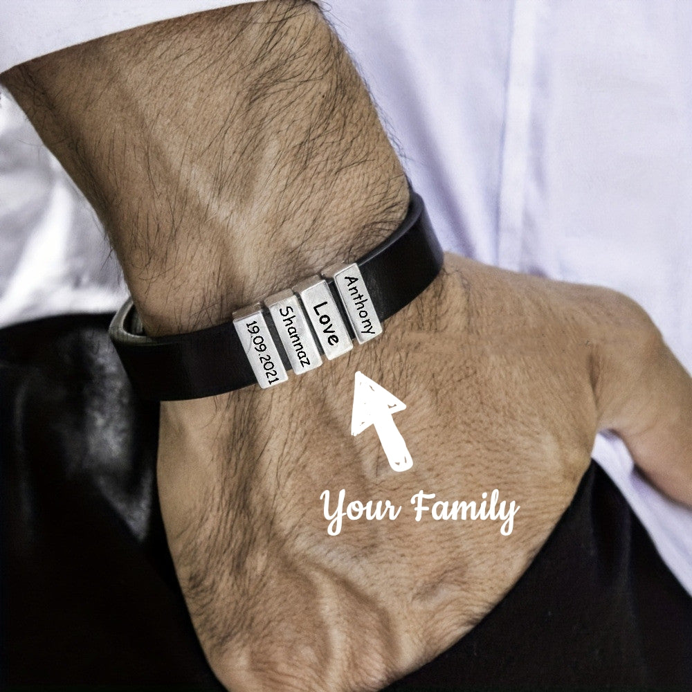Customized Family Names Bracelet For Men Personalized Engraved Jewelry Gym From House