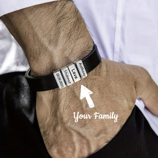 Customized Family Names Bracelet For Men Personalized Engraved Jewelry Gym From House