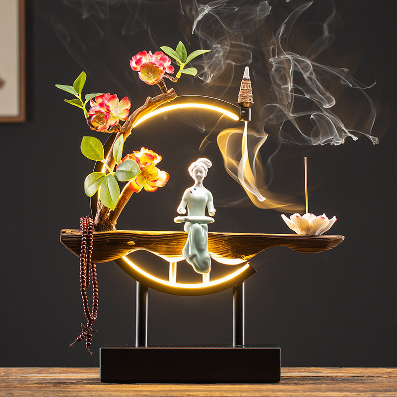 Waterfall Backflow Incense Burner Ladies Incense Stick Holder Home Decor dealsniper-net 5style USB