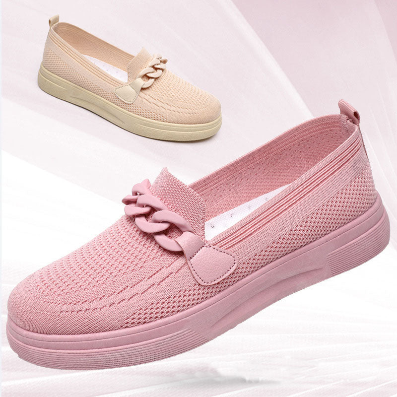 Chain Flats Shoes For Women Slip On Round Toe Comfortable Shoes Women dealsniper-net