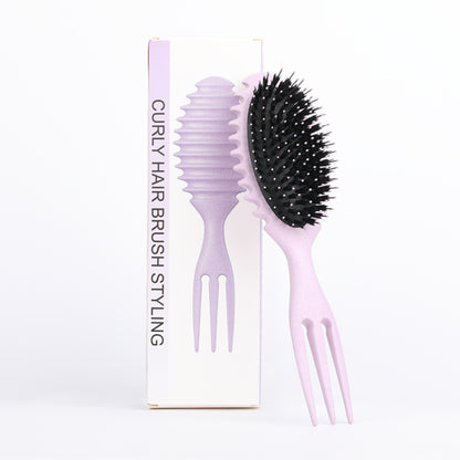 Curl Defining Bounce Hair Brush Barbershop Boar Bristle Comb Beauty dealsniper-net Purple