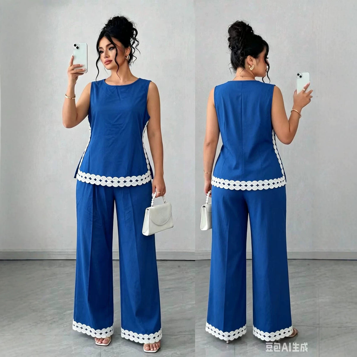 New Sleeveless Casual Pants Set Plus Size Vacation Outfit Women Gym From House