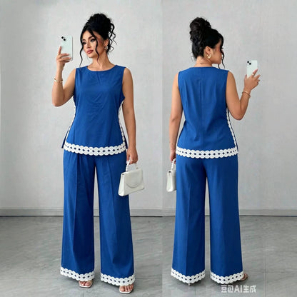 New Sleeveless Casual Pants Set Plus Size Vacation Outfit Women Gym From House