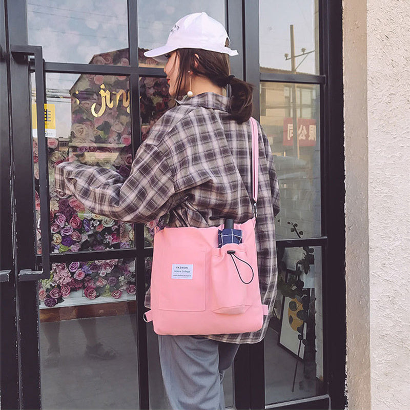 Harajuku Canvas Bags Students Handbag With Pockets