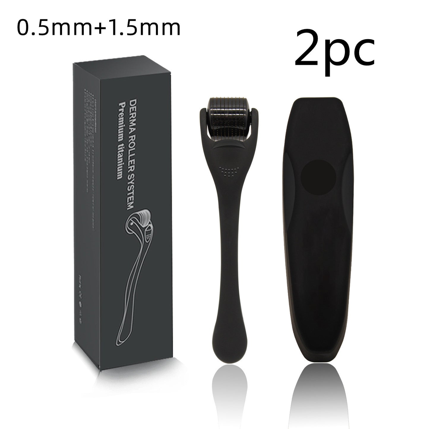 Beard Roller Microneedle Frosted Black Titanium Alloy Needle Men dealsniper-net Black Set 2PCS