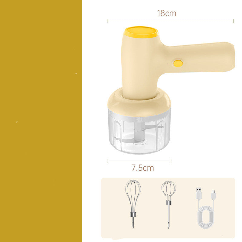 2 In 1 Electric Garlic Chopper USB Rechargeable Vegetable Kitchen dealsniper-net Beige yellow USB