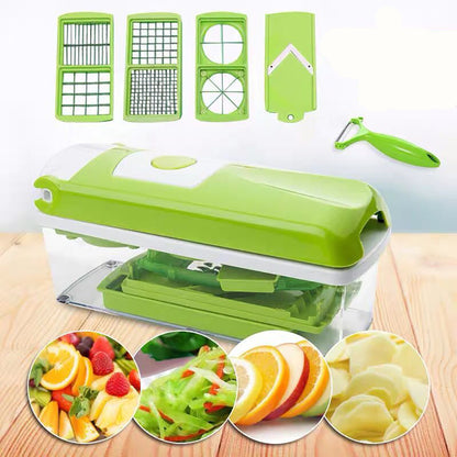 12pcs Multifunctional Vegetable Chopper Handle Food Grate Kitchen dealsniper-net