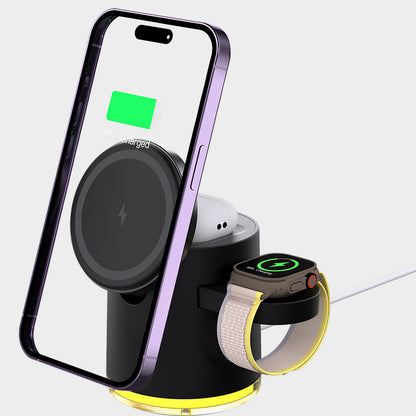 Folding Magnetic Three-in-one Wireless Charger Gadgets Gym From House Black Ordinary Version