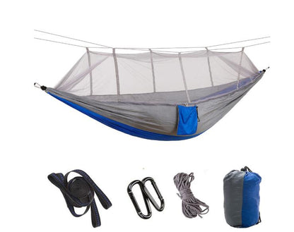 Outdoor Parachute Cloth Hammock Couble with Mosquito Net Light