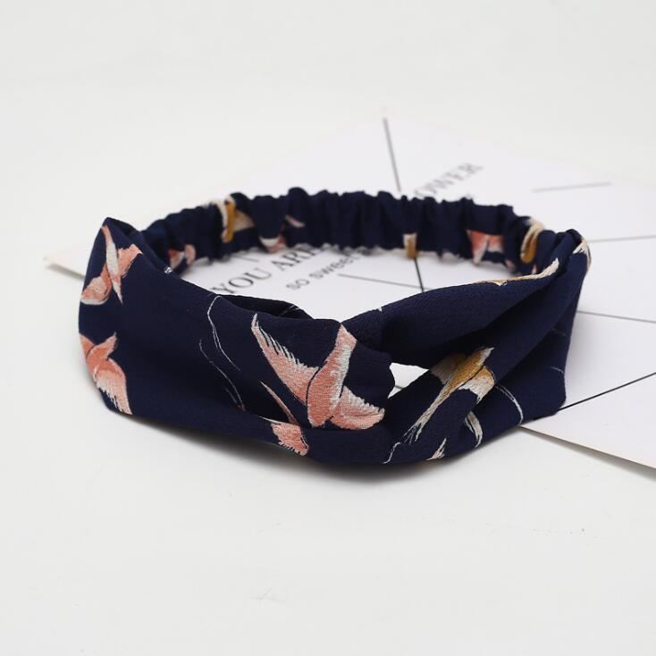 Women Retro Style Hairband floral Print Headband Cross Women dealsniper-net 24