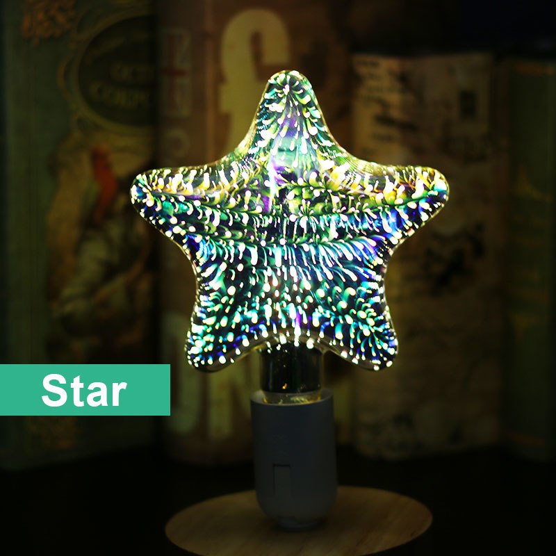 LED Light Bulb 3D Decoration Bulb Firework Lights Novelty Lamp Home Decor Gym From House Star