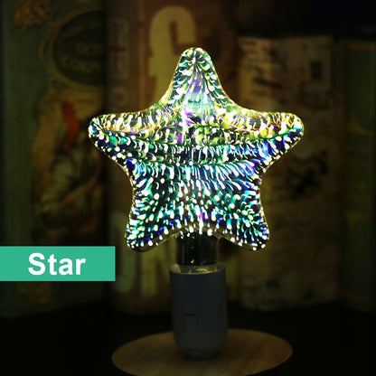 LED Light Bulb 3D Decoration Bulb Firework Lights Novelty Lamp Home Decor Gym From House Star