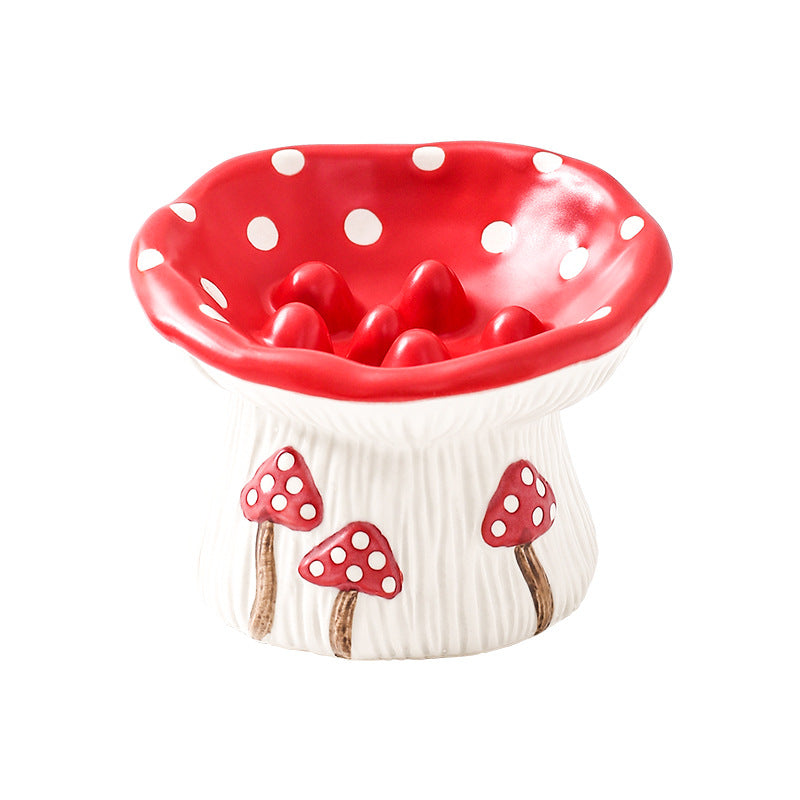 Creative Mushroom Modeling Tall Pet Bowl Cute Cat Bowl Pets dealsniper-net