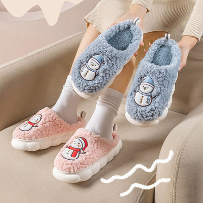 Cute Snowman Slippers Winter Indoor Household Warm Plush Women dealsniper-net