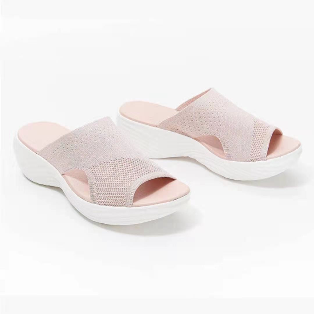 Flying Woven Lightweight Mesh Outer Wear Beach Sandals Women dealsniper-net Pink 35