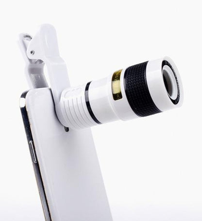 Zoom Mobile Phone Clip-On Retractable Telescope Camera Lens Outdoor dealsniper-net White 8X