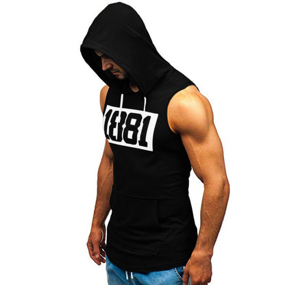 Men's Sleeveless Vest Letter Printed Hoodie Sports Tops Men dealsniper-net