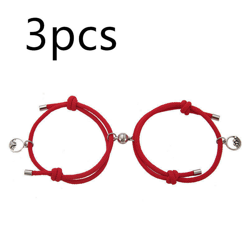 Alloy Eachother Couple Bracelet Jewelry dealsniper-net Red 3pcs